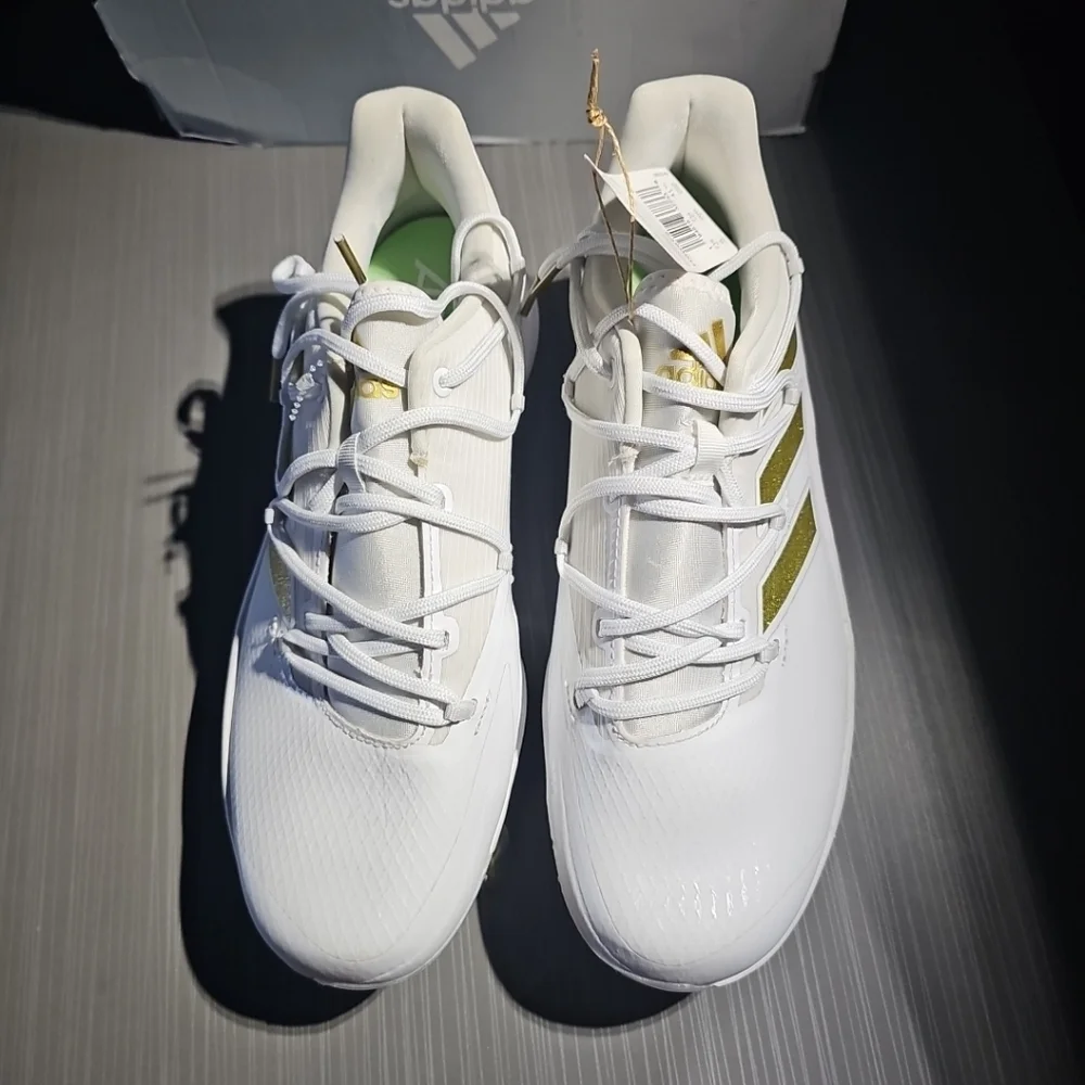 Adidas Adizero Afterburner 8‎ Mens Size 8 White Gold Running Baseball Cleats NWT